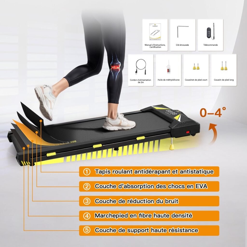 Tapis de course pliable inclinable à domicile